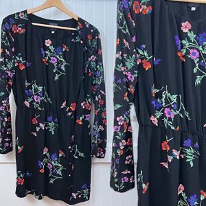 Idano Paris Tomate Black Multi-Color Floral Romantic Academia Mini Dress Size 2